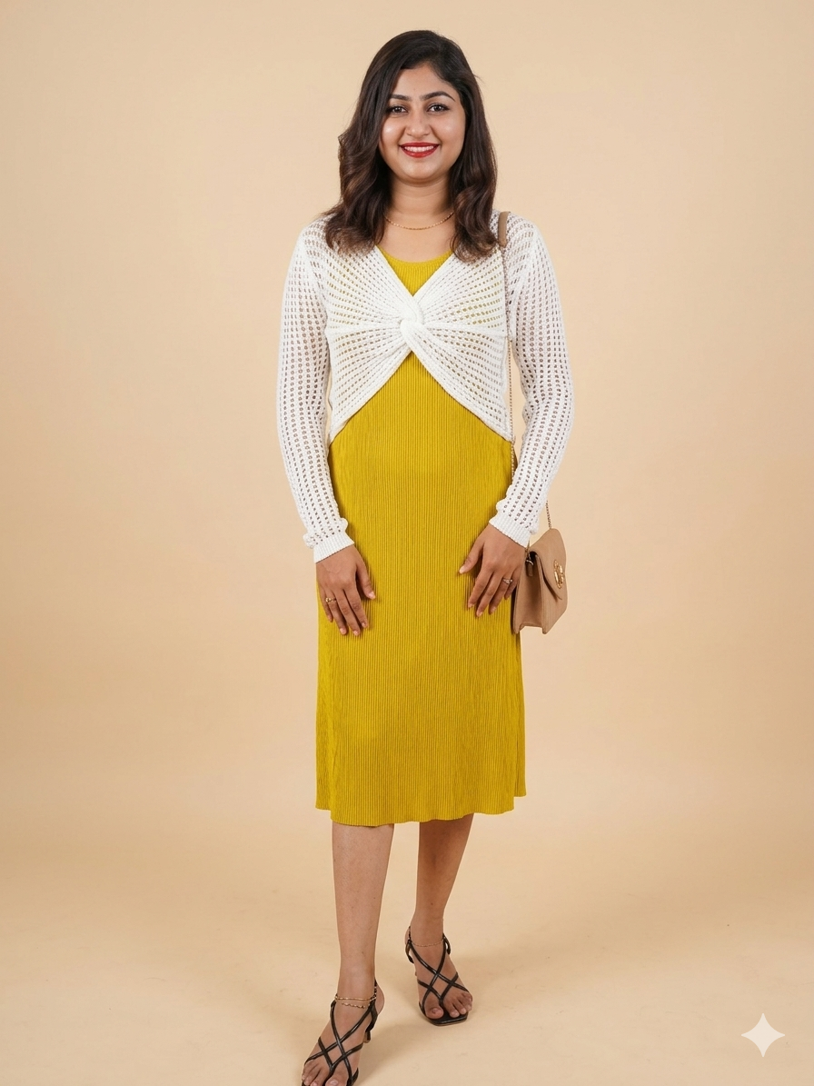 Crochet shrug midi dress