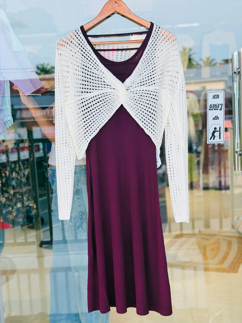 Crochet shrug midi dress
