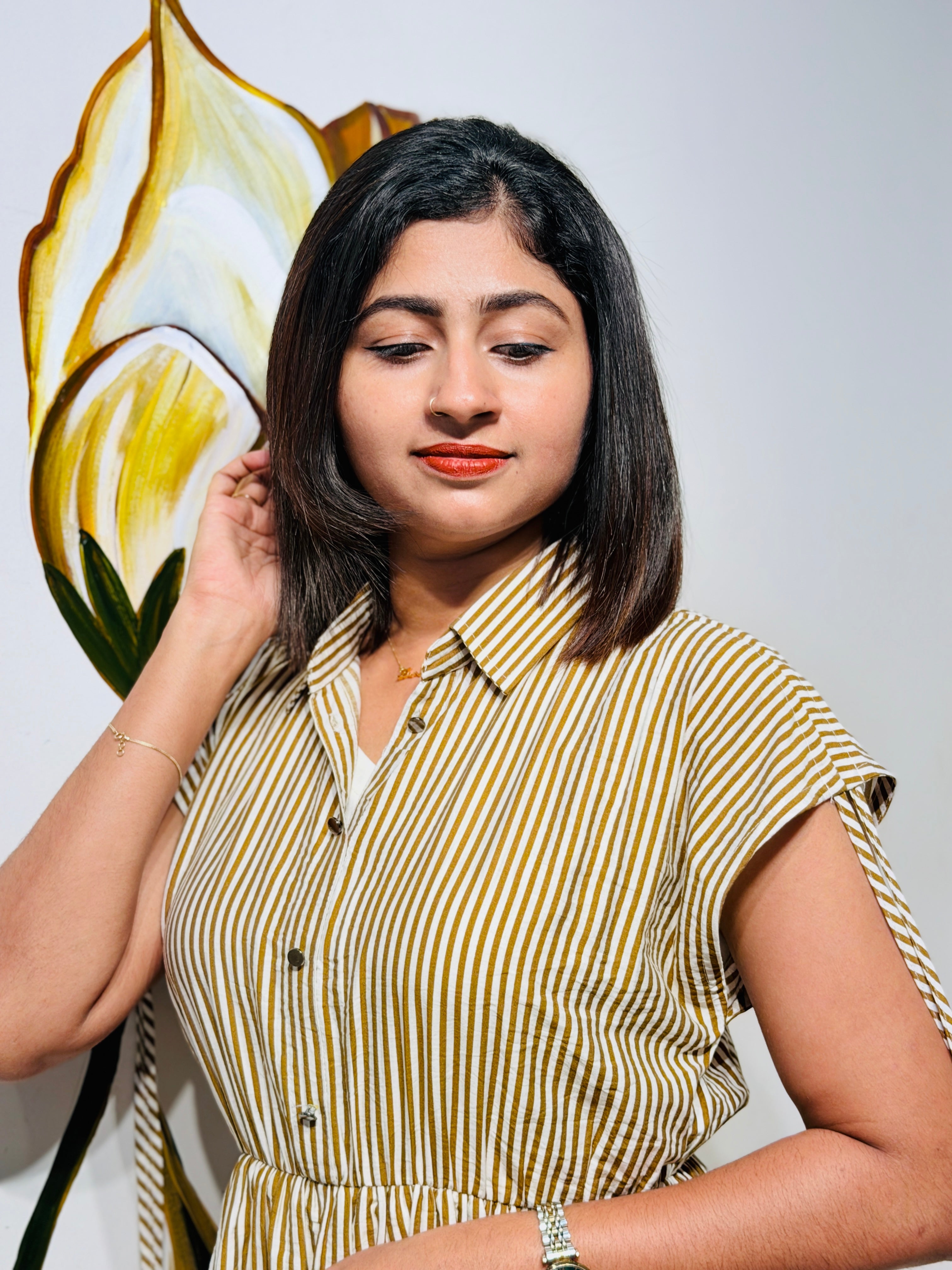 Lined midi dress