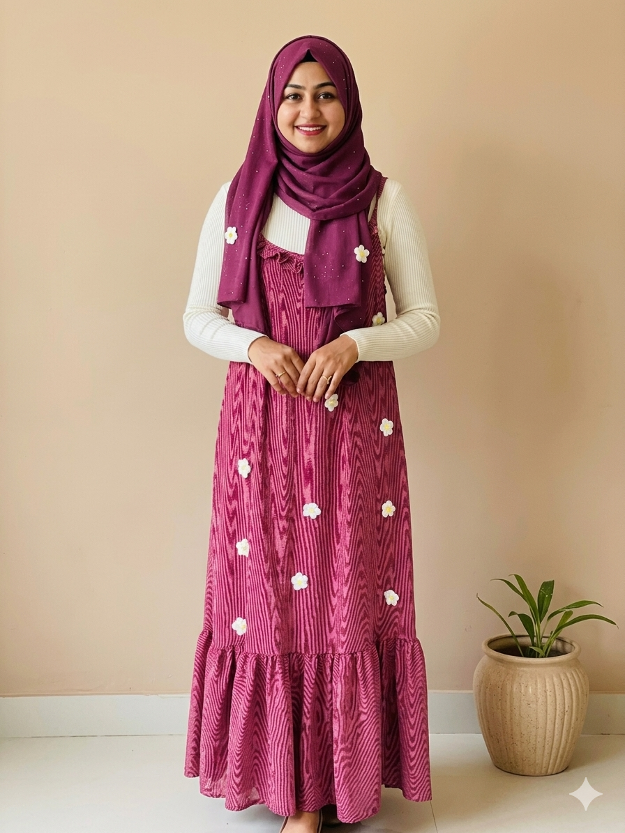 Crochet floral pinafore