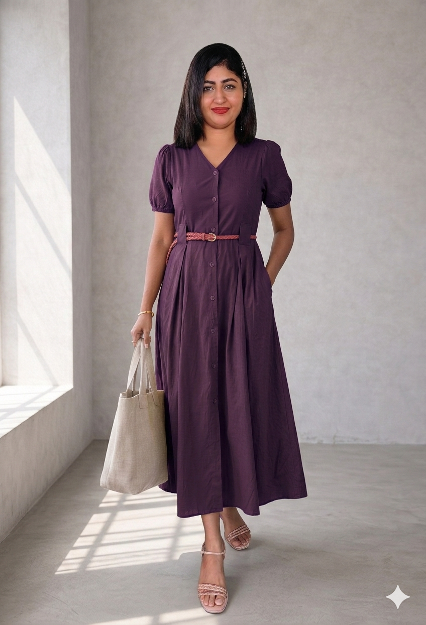 Front open korean midy dress