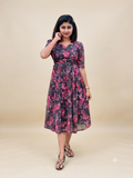 Printed georgette umberlla frock
