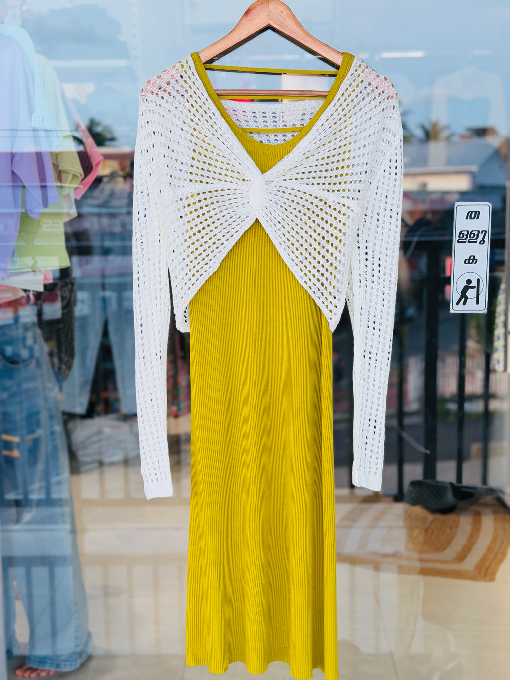 Crochet shrug midi dress