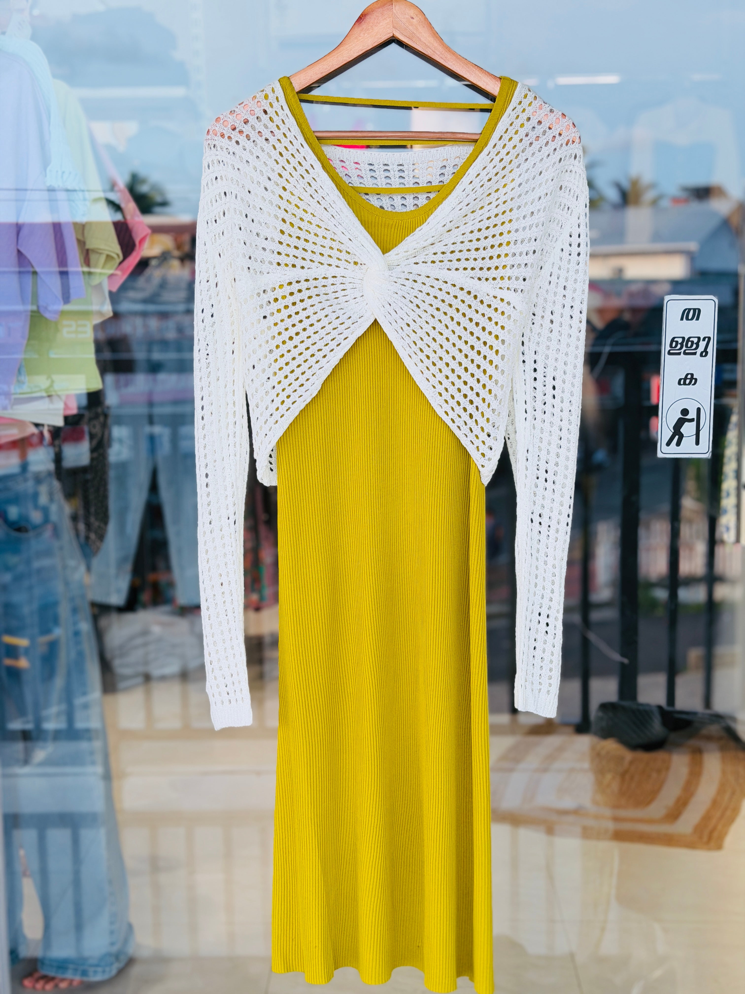 Crochet shrug midi dress