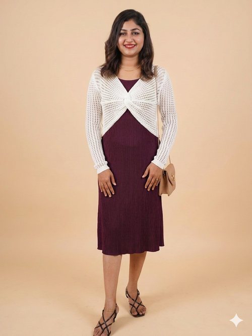 Crochet shrug midi dress