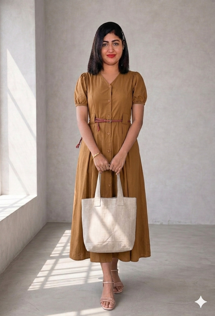 Front open korean midy dress