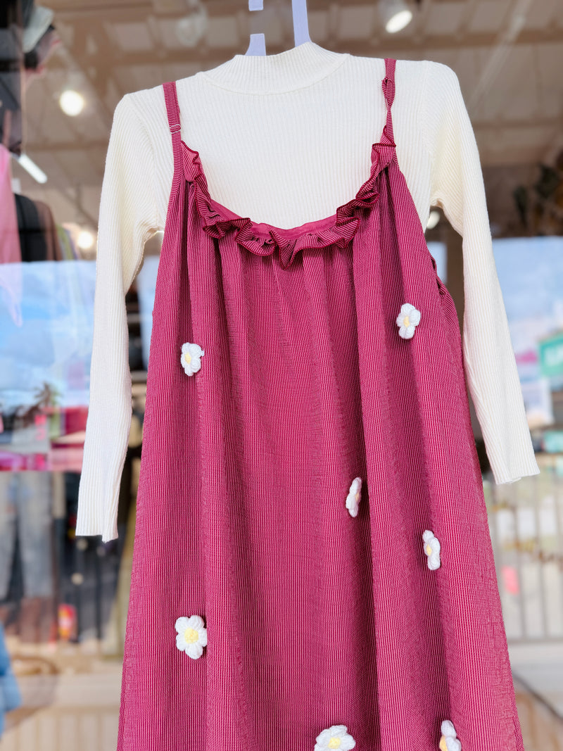 Crochet floral pinafore
