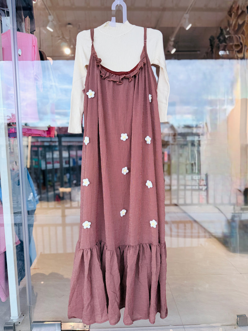 Crochet floral pinafore