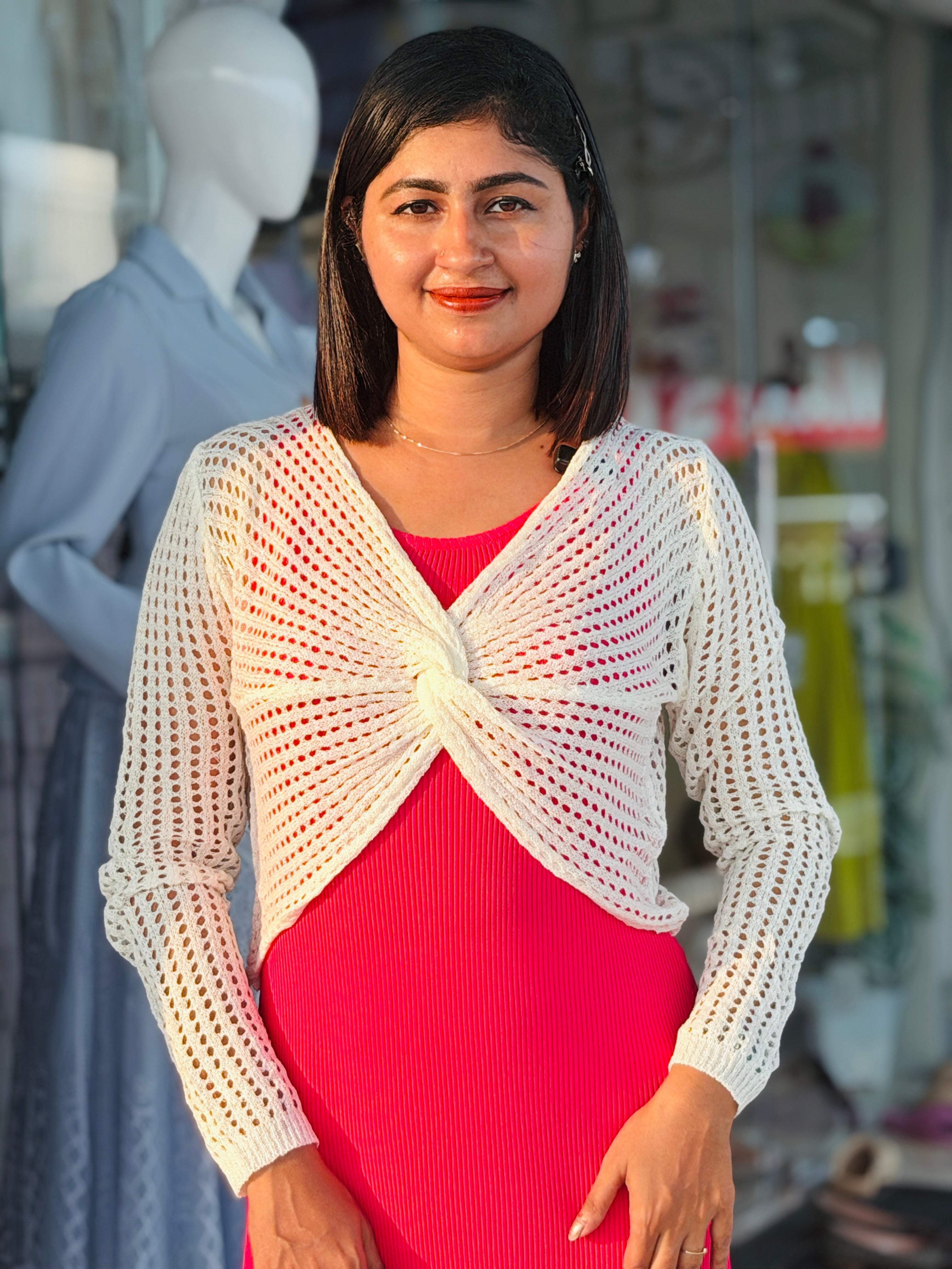 Crochet shrug midi dress