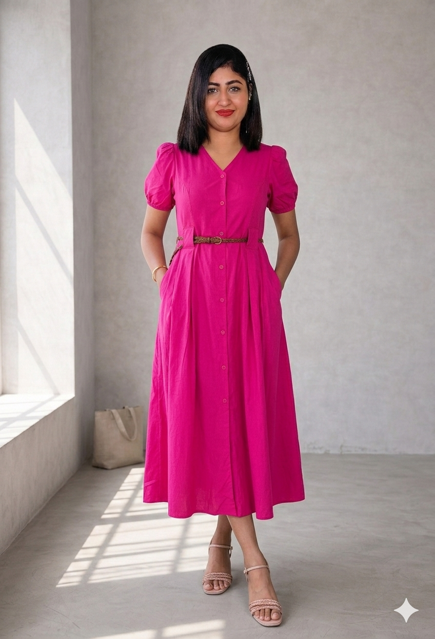 Front open korean midy dress